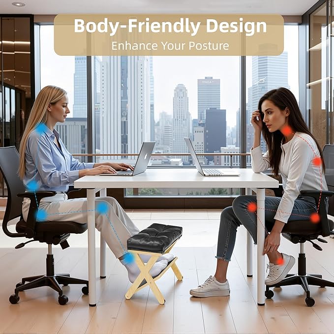 Foot Rest Under Desk, Wooden Desk Foot Rest with Non-Slip Rubber Stepping Surface, Ergonomic Under Desk Foot Stool, Enhances Posture, Office Home Work
