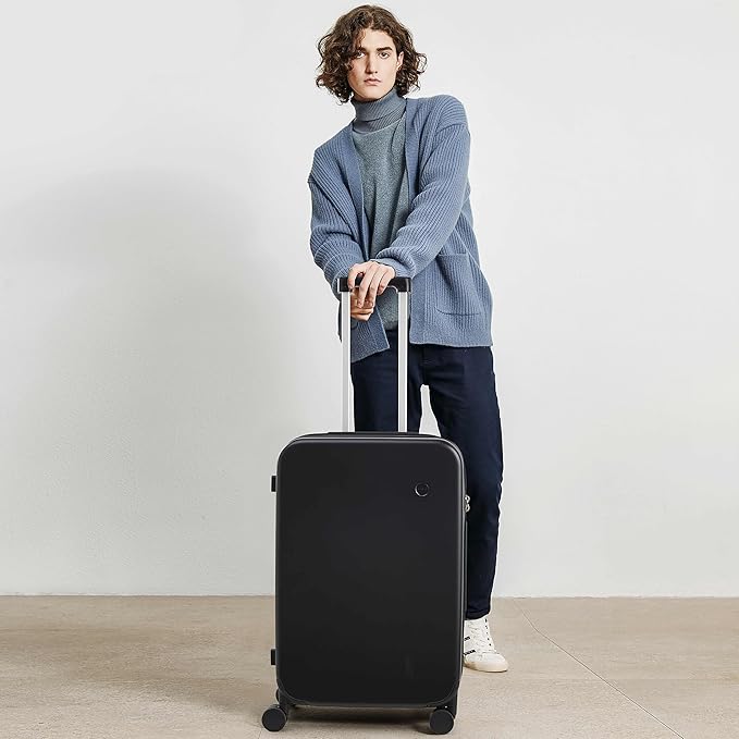 mixi Upgrade Carry on Luggage Suitcases with Spinner Wheels, Hardside Rolling Suitcase PC with TSA Lock Lightweight Travel Case 20in Carry-On, Fine Grid Black