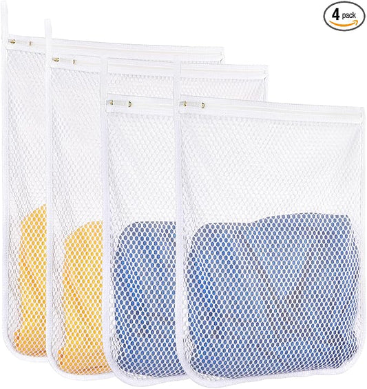 4 pcs Durable Honeycomb Mesh Laundry Bags for Delicates 16" x 19" (2 Large) 12" x 15" (2 Medium)