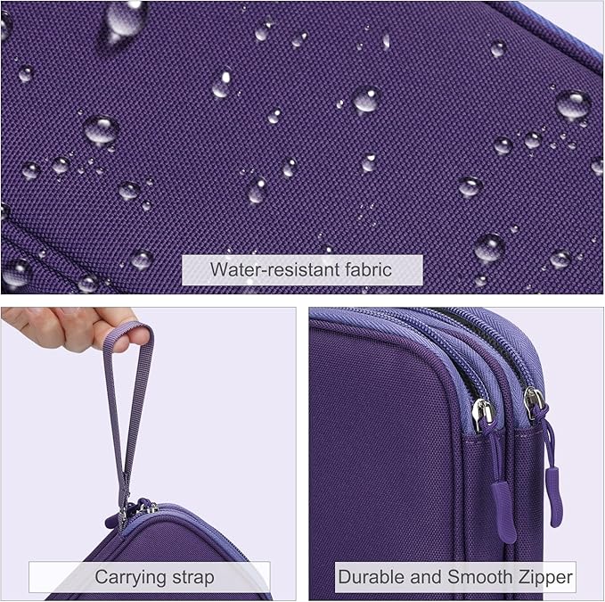 FYY Electronic Organizer, Travel Cable Organizer Bag Pouch Electronic Accessories Carry Case Portable Waterproof Double Layers Storage Bag for Cable, Charger, Phone, Earphone, Medium Size- Purple