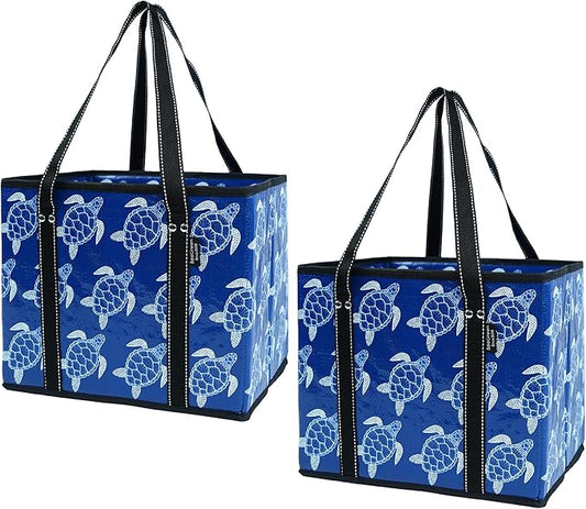 BeeGreen Large Waterproof Reusable Bags Christmas Heavy Duty Shopping Tote for Groceries Pool Gift with Webbing Handles