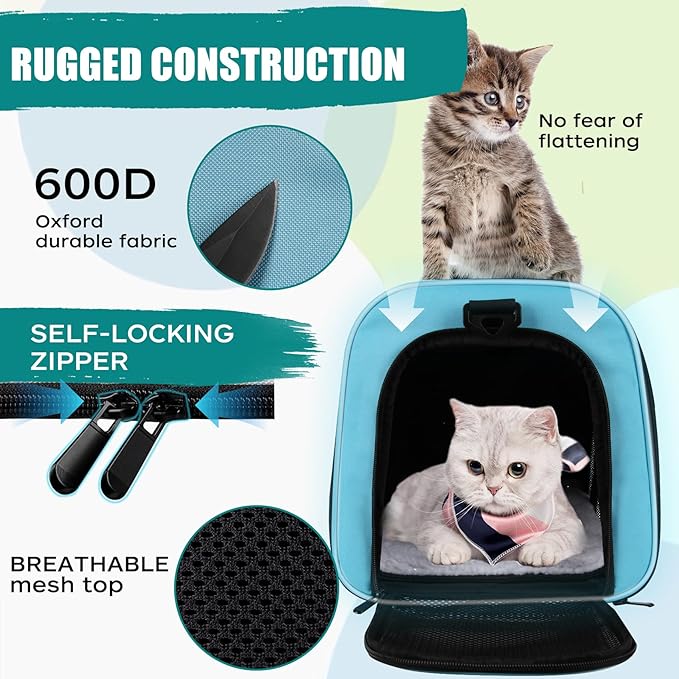 Top tasta Dog Cat Carrier Pet Carriers for Small Medium Large Cats Dogs Carrier Soft Sided Small Puppy Dog Carrier Portable Foldable Airline Approved Dog Cat Travel Carrier Blue Large