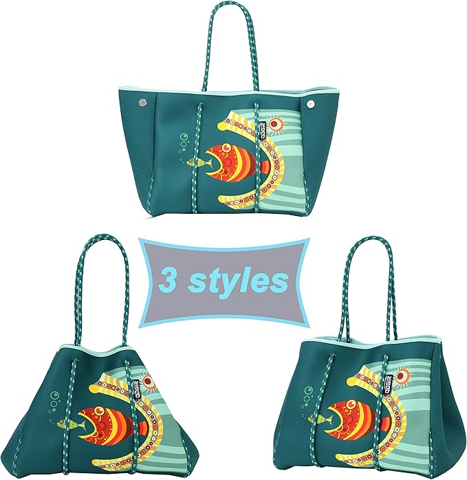 QOGiR Neoprene Multipurpose Beach Bag Tote with Inner Zipper Pocket … … … …