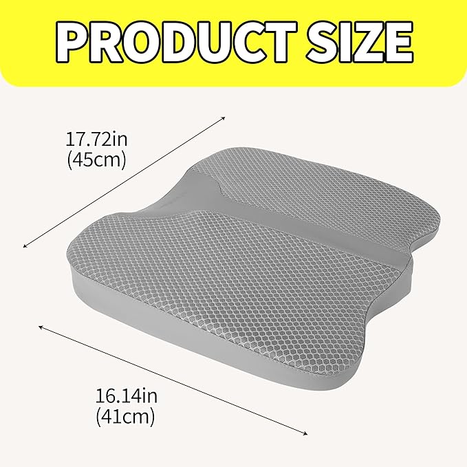 LARROUS Car Seat Cushion - Comfort Memory Foam Seat Cushion for Car Seat Driver, Tailbone (Coccyx) Pain Relief, Car Seat Cushions for Driving (Gray)