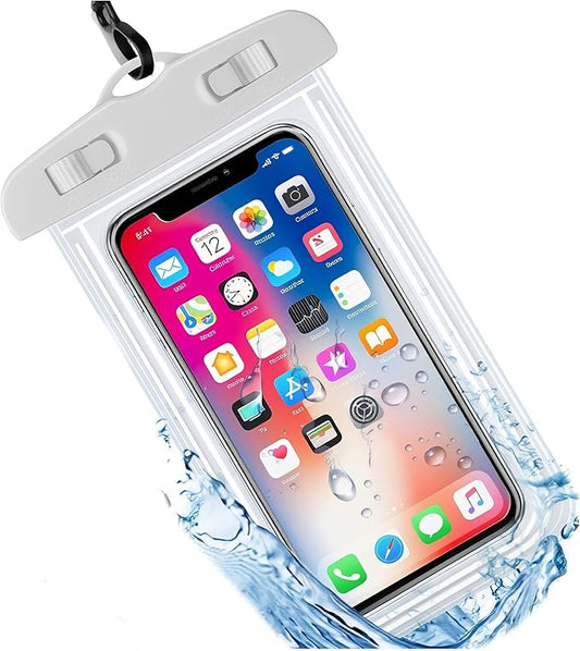 Sriyso Floating Universal Waterproof Phone case 2 Pack-Up to 7.0",Adjustable Lanyard Phone Pouch,Cellphone Dry Bags for Vacation Beach Pool Kayak Cruise Travel Essentials（White