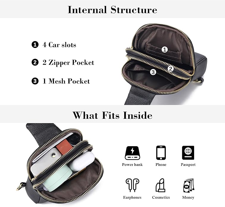 INICAT Travel Small Crossbody Sling Bags Women Cross Body Purses Passport Holder Vegan Leather Fanny Packs Birthday Gifts