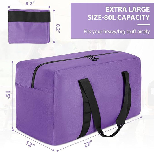 Large Travel Duffle Bag, 80L Gear Bag for Men and Women, Storage Bag Ideal for Overnight Camping and Weekend Getaways