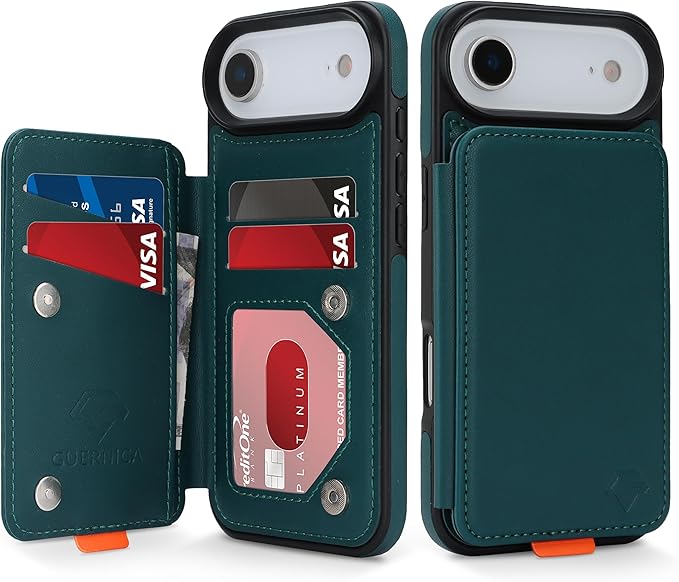 GUERNICA for iPhone 17 Air (6.7") Case Wallet with Card Holder, RFID Blocking Leather Protection, Shockproof Women Men Phone Case for iPhone Air, Green