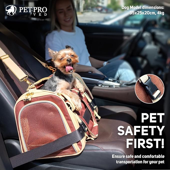 Large Cat Carrier Soft Dog Carrier for Small Dogs Pet Bag Carriers for Cat Dog Travel Bag Large Small Dog Puppy Kitten Rabbit Bunny Airline Approved for Traveling (M Brown)