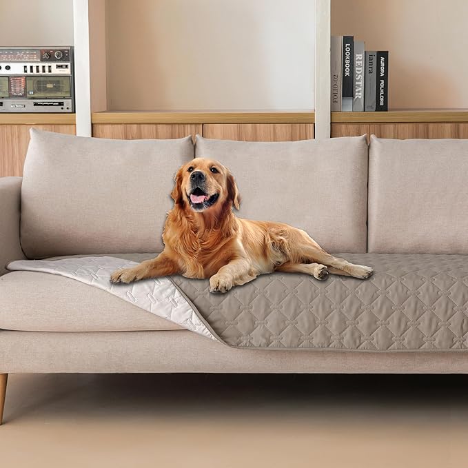 gogobunny 100% Double Sided Waterproof Dog Blanket Soft Pet Bed Cover Reversible Protect Furniture Couch Sofa Car for Puppy Large Dog Cat (Dark Stone/Light Stone, 30x90 Inch (Pack of 1))