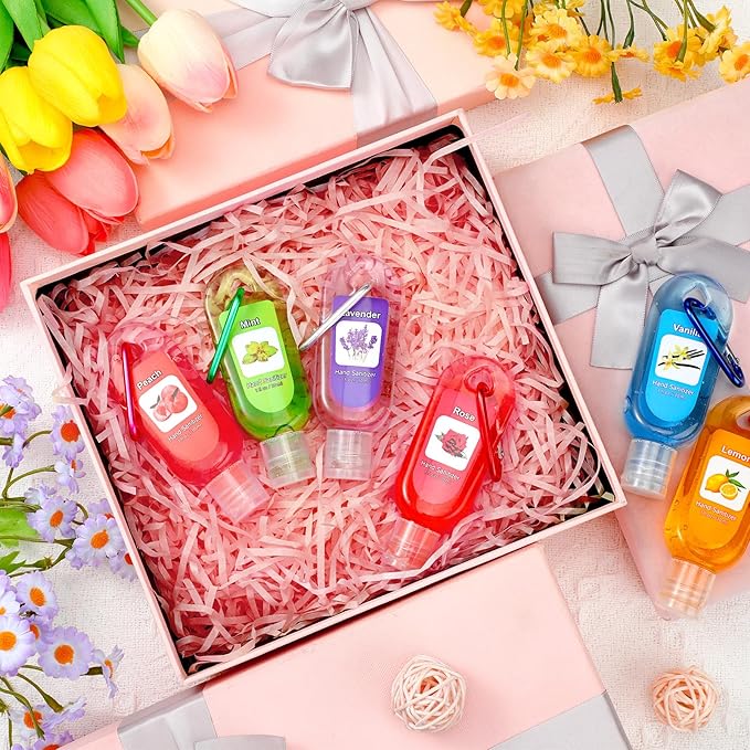 24 Packs Fruit Scented Hand Sanitizers Keychain Gift Mini Hand Sanitizer Bulk 1 oz Travel Size Sanitizer Keychain Back to School Gift Set Thanksgiving Christmas Party Favors Treat Goodie Bag Stuffer