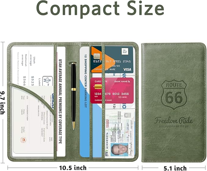 CoBak Car Registration and Insurance Holder - Vehicle Glove Box Car Organizer,Auto Truck Comparment Accessories Case with Magnetic Closure for Driver License,Cards