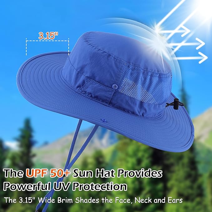 Connectyle Men's Sun Hat UPF 50+ Wide Brim Bucket Hats for Fishing Hiking Gardening Adjustable Boonie Hat Outdoor Safari Hats