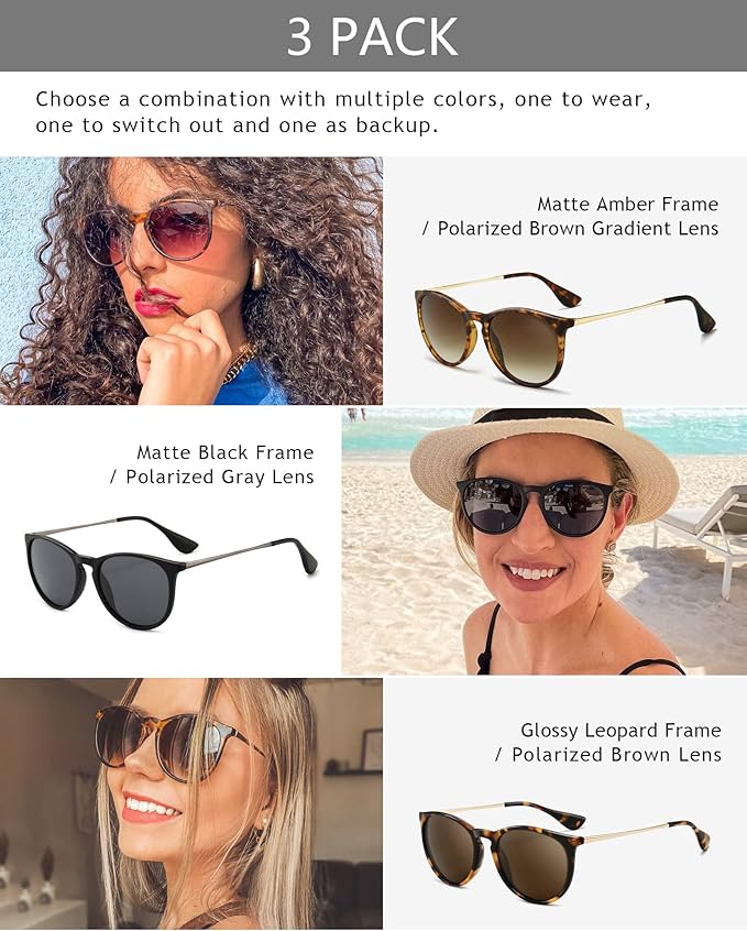 SUNGAIT Premium Vintage Round Sunglasses for Women Men Classic Retro Trendy Style