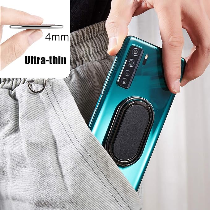 Phone Ring Holder Finger Kickstand Foldable Cellphone Stand 360° Rotation Metal Ring Grip Holder for Magnetic Car Mount Compatible with iPhone Samsung All Smartphone