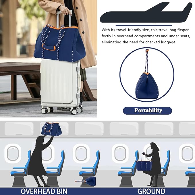 QOGiR Neoprene Multipurpose Beach Bag Tote with Inner Zipper Pocket … … … …