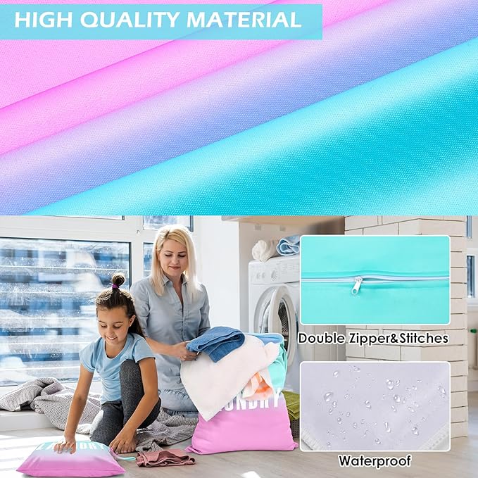 2 Pcs Large Travel Laundry Bags - Waterproof Wet Dry Bags for Gym Clothes, Swimming, Yoga