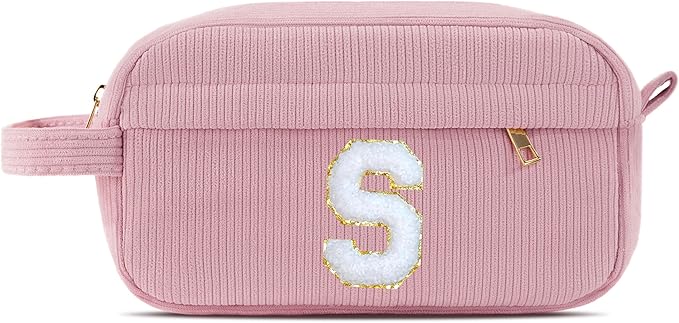 Pocmimut Mothers Day Gift Bag,Personalized Initia Makeup Bag for Girlfriend Bridesmaid Wife - Cosmetic Travel Toiletry Bag for Friend Female Christmas Gifts for Girls,S