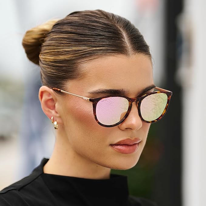 WearMe Pro Round Polarized Sunglasses for Women - UV400 Protection, Lightweight Frame, Vintage Retro Style