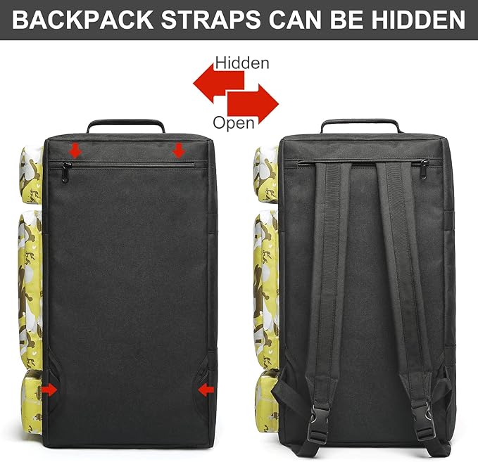 4-Way Gym Bags for Men Gym Duffle Bag Sports Duffle Bag Backpack with Shoe Compartment & Wet Pocket