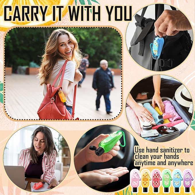 24 Pack Scented Hand Sanitizers Keychain Gift Bulk Travel Size Hand Sanitizer Gel for Christmas Wedding Party Favors Treat Goodie Bag Stuffer Friends Coworker Nurse Birthday Gifts