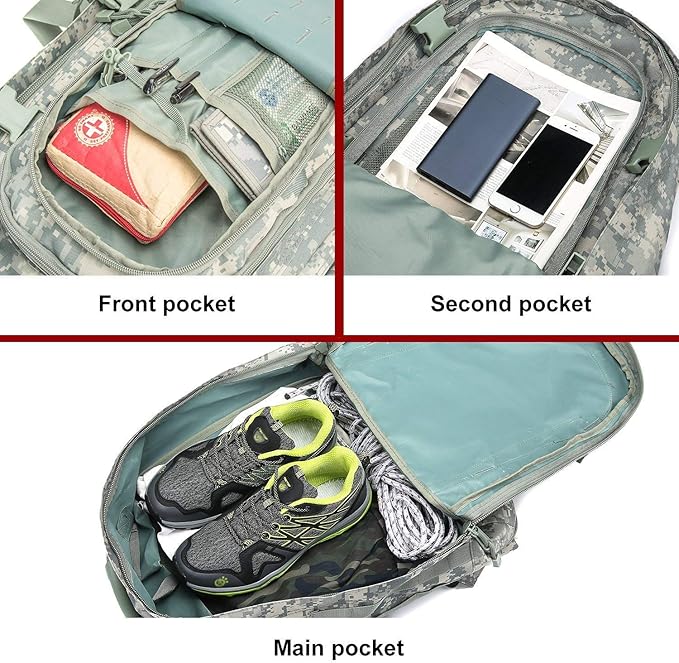 Greencity Laptop Backpacks Tactical 3 Day Expandable Bug Out Bag Classic Case Travel Hiking，ACU