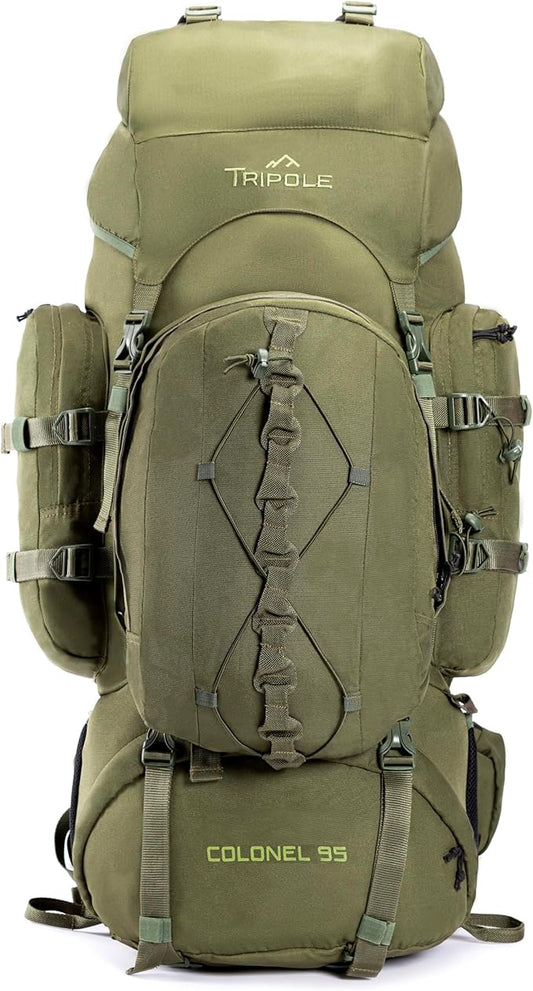 Tripole Colonel 95 Litres Rucksack + Detachable Day Pack, Olive Green