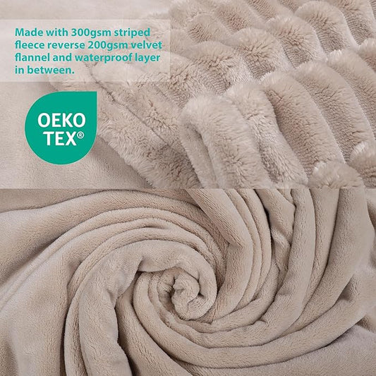 Waterproof Dog Blanket, Soft Fleece Blanket for Couch Protector, Reversible Pet Blankets Furniture Protector Cover for Small Medium Large Dogs Cats (Line, 60"x80")