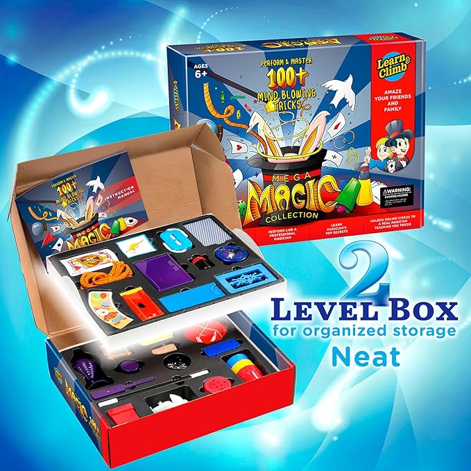 Learn & Climb Mega Magic Kit for Kids - Perform 100's of Today's Most Exciting Tricks - Magic Set with Tutorial Videos for Kids Ages 6-8, 8-10, 10-12