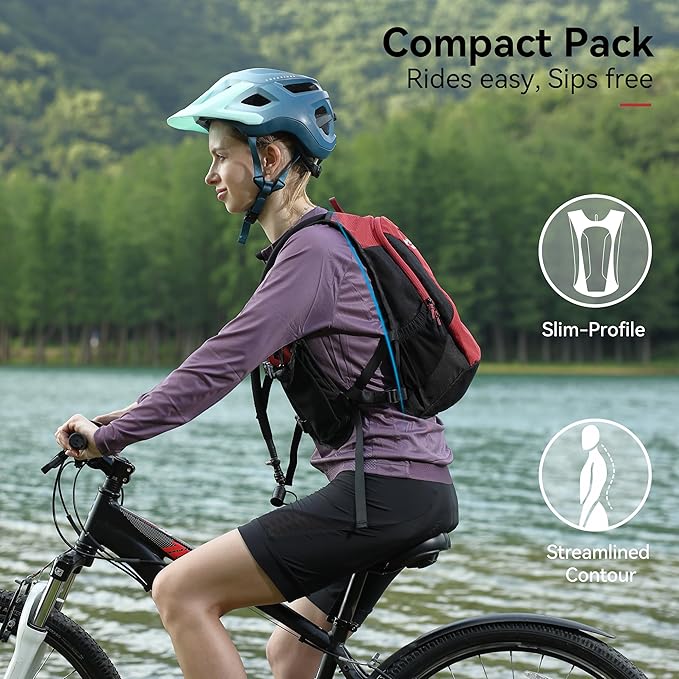 MARCHWAY Lightweight Hydration Backpack with Vest Style Straps & 2.5L TPU Water Bladder, Versatile Sleek Multi-Pocket Pack for Hiking, Cycling, Running, Backpacking, Travel