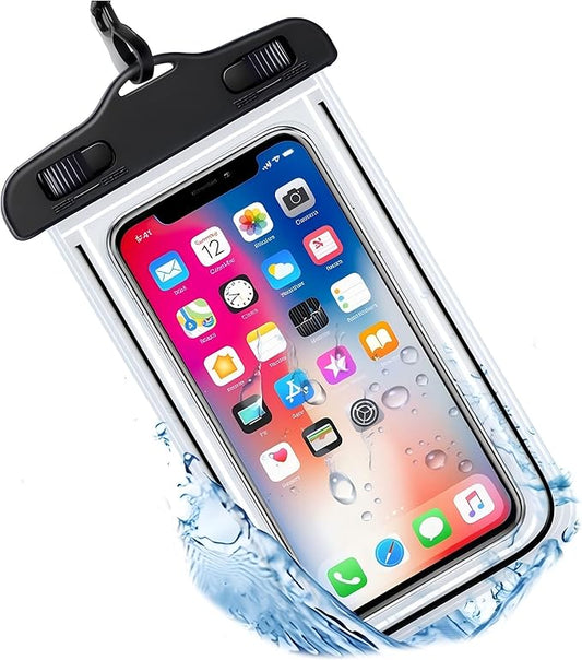 Sriyso Floating Universal Waterproof Phone case 2 Pack-Up to 7.0",Adjustable Lanyard Phone Pouch,Cellphone Dry Bags for Vacation Beach Pool Kayak Cruise Travel Essentials（Black