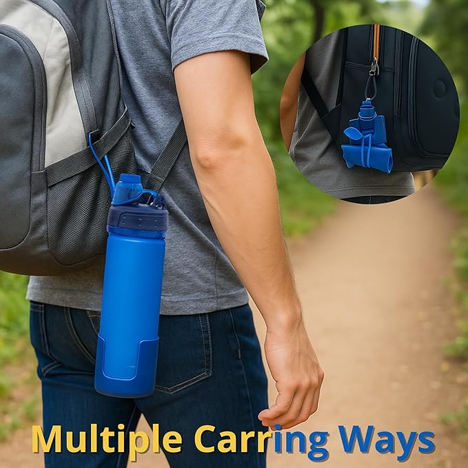 Collapsible Water Bottles Travel Water Bottle Silicone Water Bottle Foldable Lightweight Portable Leakproof & Reusable perfect for Gym Hiking Camping 500ml 17oz - BPA free - (pink)