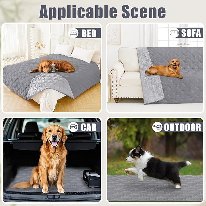 Smiry Waterproof Dog Bed Cover Blanket 82x102, Soft Reversible Pet Blanket, Washable Leakproof Cats Dogs Couch Cover for Sofa, Couch, Furniture, Lattice, Grey/Light Grey