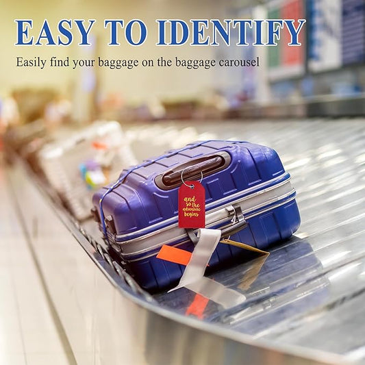 Luggage Tag & Initial Baggage Tags for Suitcases Leather Bag Tags for Backpacks Handbag School Instrument with Name ID Label Travel Essentials, Unique Fun Deep Red Personalized Luggage Tags 2 Pack
