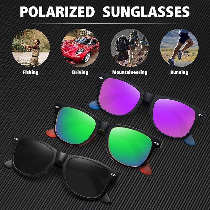 MEETSUN Polarized Sunglasses for Women Men Classic Retro Trendy Driving Sun Glasses UV400 Protection (3 Pack)