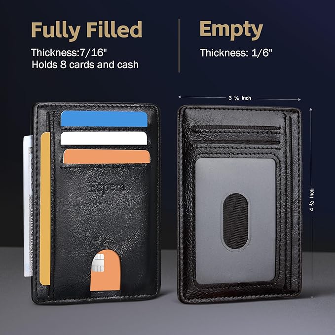 Espera Slim Minimalist Wallet for Men and Women, RFID Blocking Credit Card Holder, Thin Front Pocket Travel ID Case, Gifts for Men