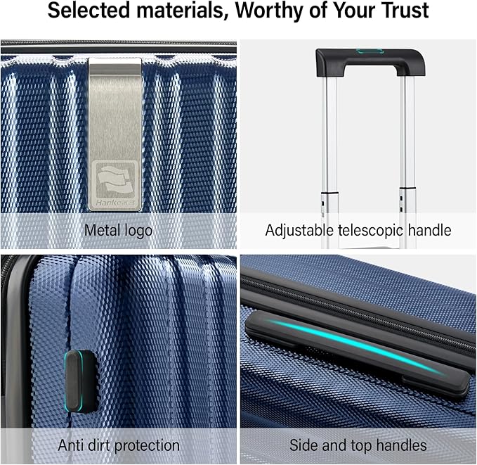 Hanke Hardshell Luggage Sets 2 Piece Extra Large Suitcases with Lock,28 Inch Luggage with Spinner Wheels, Travel Suitcase for Women Men 20 29Inch,Dark Blue