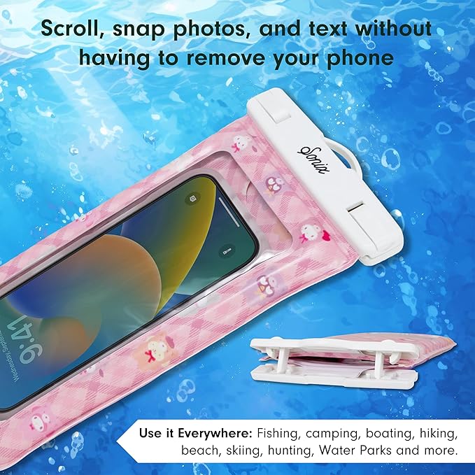 Sonix x Sanrio Waterproof Phone Pouch - Floating Phone Case Dry Bag w/Crossbody Lanyard - Beach Cruise Travel Essentials - Compatible w/All Devices, Touchscreen Friendly | Hello Kitty Latte Bears