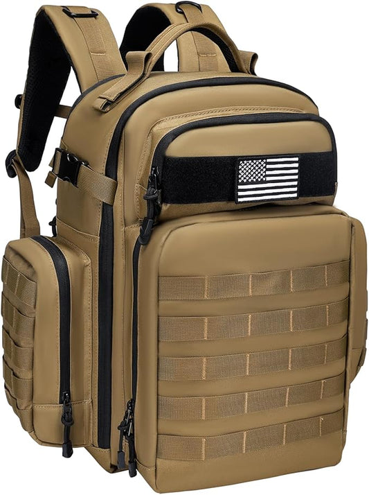 Military Tactical Backpack,Large Army Assault Bag for Men and Women Black Molle Bag,Heavy Duty Rucksack Range (Green Brown)