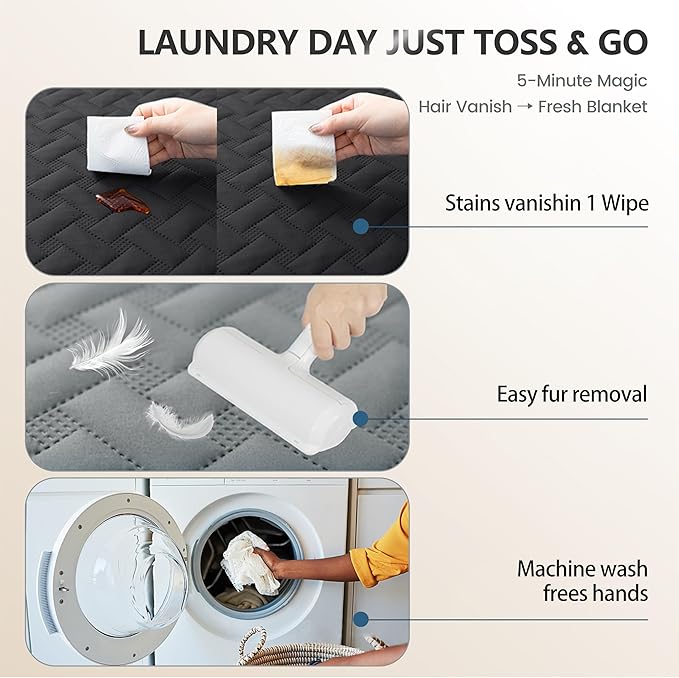 gogobunny 100% Double Sided Waterproof Dog Blanket Soft Pet Bed Cover Reversible Protect Furniture Couch Sofa Car for Puppy Cat (Dark Charcoal/Light Charcoal, 40x50 Inch (Pack of 1))