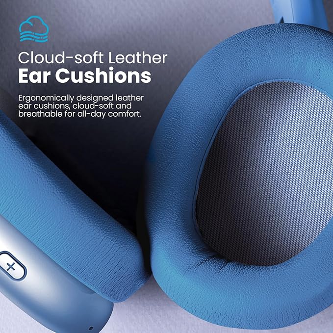 Wentronic Y01 Wireless Noise Canceling Headphones Bluetooth 5.3 Over Ear Headphones with Microphone, Hi-Res Audio, 48H Playtime, Foldable Comfortable Earpads,Compatible with iOS,Android,PC, Blue