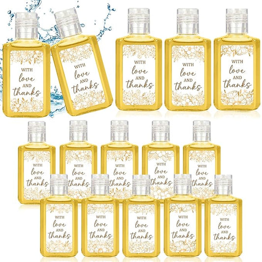 50 Pcs Golden Flower Mini Hand Sanitizer Bulk Thank You Gift Favors Small Hand Sanitizer for Guest 1fl oz Travel Size Hand Soap Gift for Wedding and Baby Shower Supplies