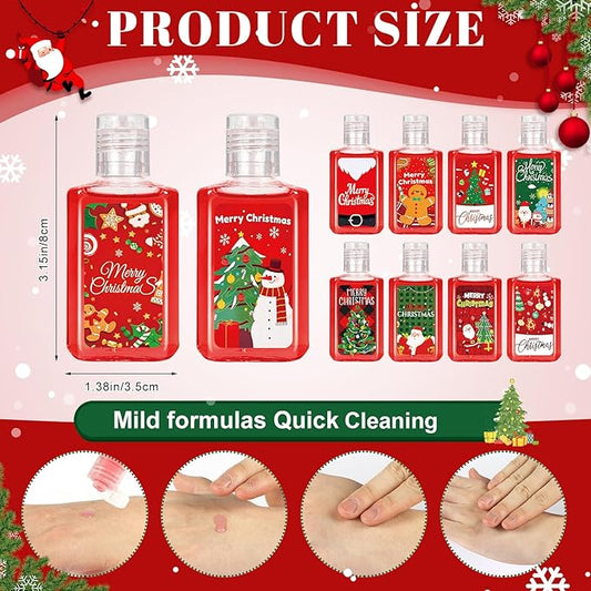 50 Pcs Christmas Mini Hand Sanitizer Bulk Christmas Gifts Favors 1fl oz Travel Size Hand Soap Gifts Small Hand Sanitizer Thank You Gifts for Xmas Goodie Bags Stocking Stuffers (Classic)
