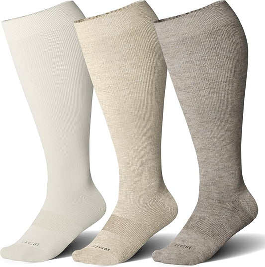 LEVSOX Wide Calf Compression Socks for Women&Men Plus Size 15-20mmHg Knee High Large Support Stockings for Circulation