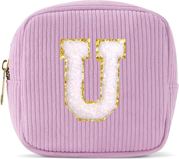 Pocmimut Graduation Teacher Gifts Initial Makeup Bag Birthday Gift Travel Toiletry Bag Preppy Cosmetic Bag for Girls Travel Essentals Organizers,U