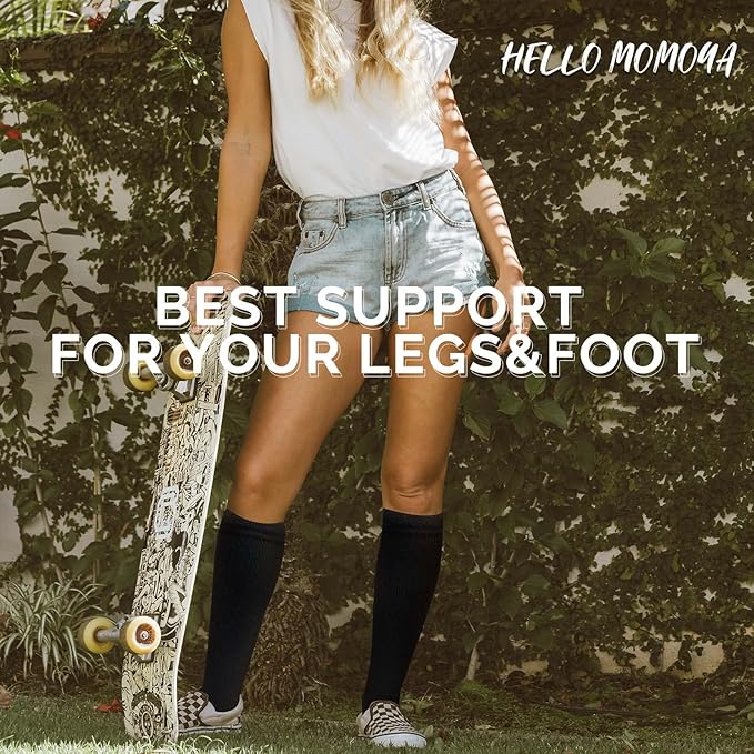 Compression Socks for Women Men Circulation Knee High 8 Pairs for Nurses, Running, Travel, Athletic