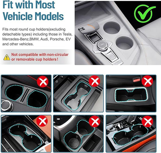 Car Tray Table & Car Desk for Laptop with 2 Risers and Anti-Slip Pad, 360° Rotating Cup Holder for Working and Eating Compatible with Tesla Model 3/Y/S/Ensure The Cup Holder is Round/Grey