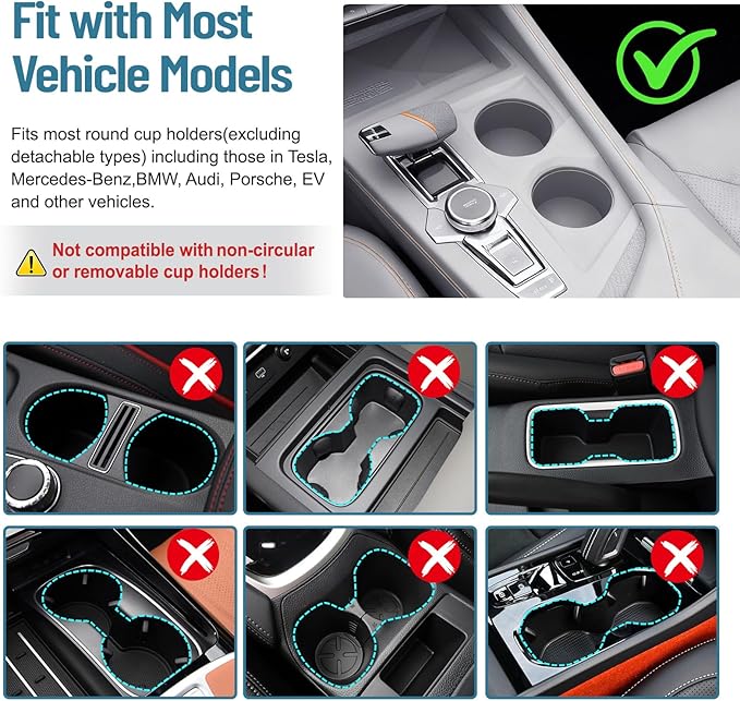 Car Tray Table & Car Desk for Laptop with 2 Risers and Anti-slip Pad, 360° Rotating Cup Holder for Working and Eating Compatible with Tesla Model 3/Y/S/Ensure The Cup Holder is Round/White