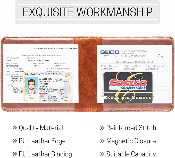 CANOPUS Car Registration and Insurance Holder, Magnetic Closure, Embossed Card Document Holder, Vehicle Glove Box Organizer, Wallet for Auto, SUV, Motorcycle, Truck, Waterproof, SUV Model