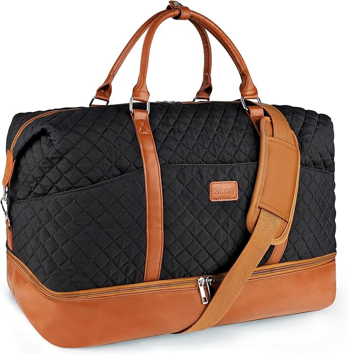 Weekender Bag, Large Travel Duffel Bag for Women, Carry on Overnight Bag with Shoe Compartment and Toiletry Bags